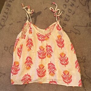 Old Navy Pink and Orange Leaf Print Top